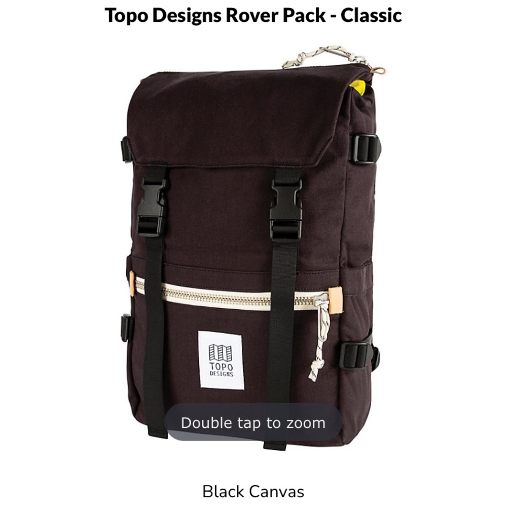 Topo designs rover pack classic black canvas backpack